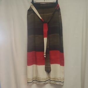 90s Vintage Doncaster 100% Silk Color-Block Maxi Skirt - Size 8